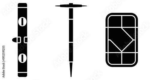 Level Pickaxe and SIM Card Icons Vector Graphics