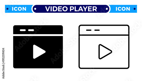 Web Video Player for Online Streaming and Digital Media Content Marketing Vector Icon Set