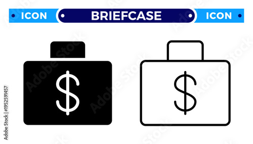 Briefcase with Dollar Sign for Business Finance and Corporate Investment Portfolio Vector Icon Set