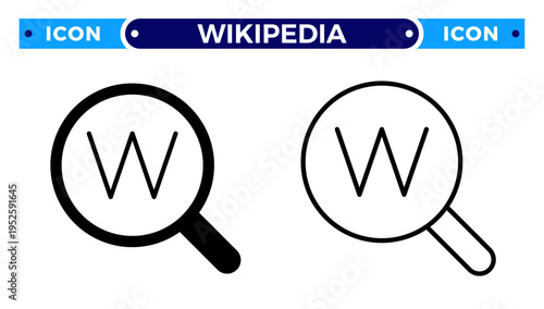Keyword Search and Encyclopedia Discovery for Information Research and Wikipedia Vector Icon Set