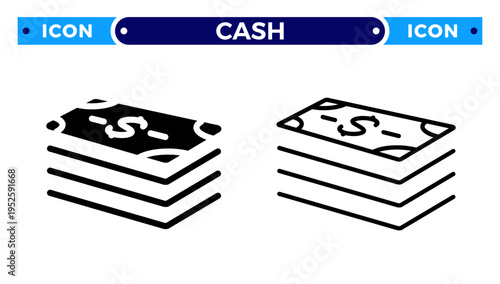 Stack of Dollar Bills for Financial Wealth and Cash Money Savings Vector Icon Set