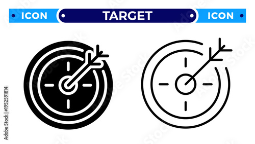 Target Goal Achievement and Business Success with Bullseye Dartboard Vector Icon Set