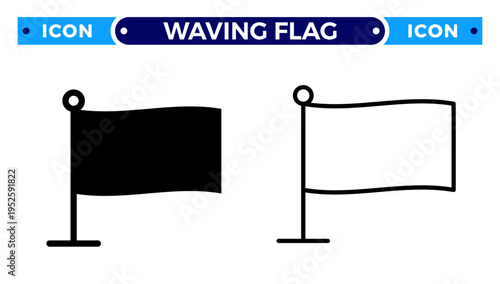 Waving Flag for Location Marker and Destination Goal Vector Icon Set