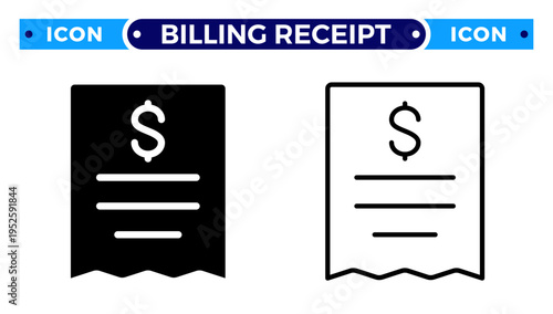 Financial Billing Receipt and Payment Invoice Statement with Dollar Sign Vector Icon Set