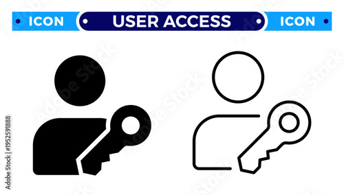 User Account Access and Secure Login Key with Human Avatar Vector Icon Set