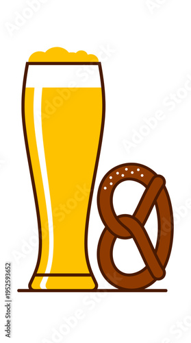 A pint of beer and a pretzel ready to be enjoyed