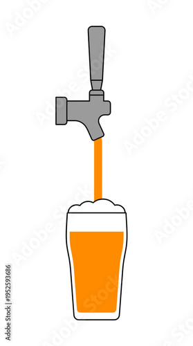 A refreshing pint of beer being poured from a tap