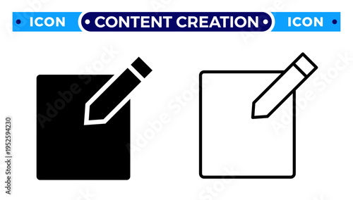 Digital Content Creation and Document Edit Mode with Pencil Vector Icon Set