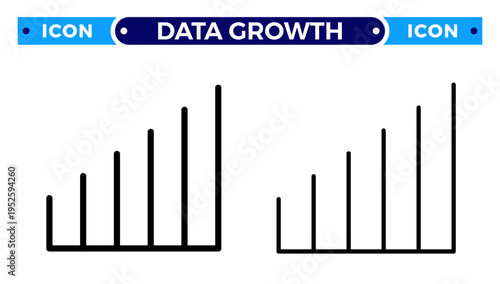 Digital Data Growth and Business Success Bar Chart Progress Vector Icon Set