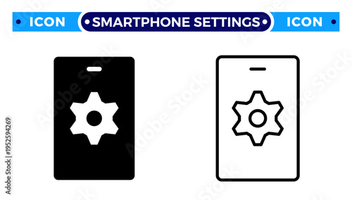 Smartphone Settings and Mobile System Configuration with Gear Vector Icon Set