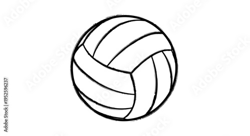 simple black and white volleyball illustration with bold textured lines on a clean white background perfect for sports design.