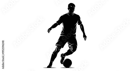 soccer player dribbling a football a dynamic silhouette illustration perfect for sports branding and athletic themes