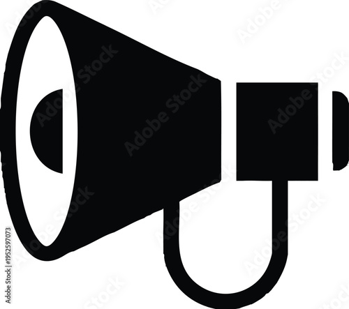 Black Megaphone Icon Vector Illustration.