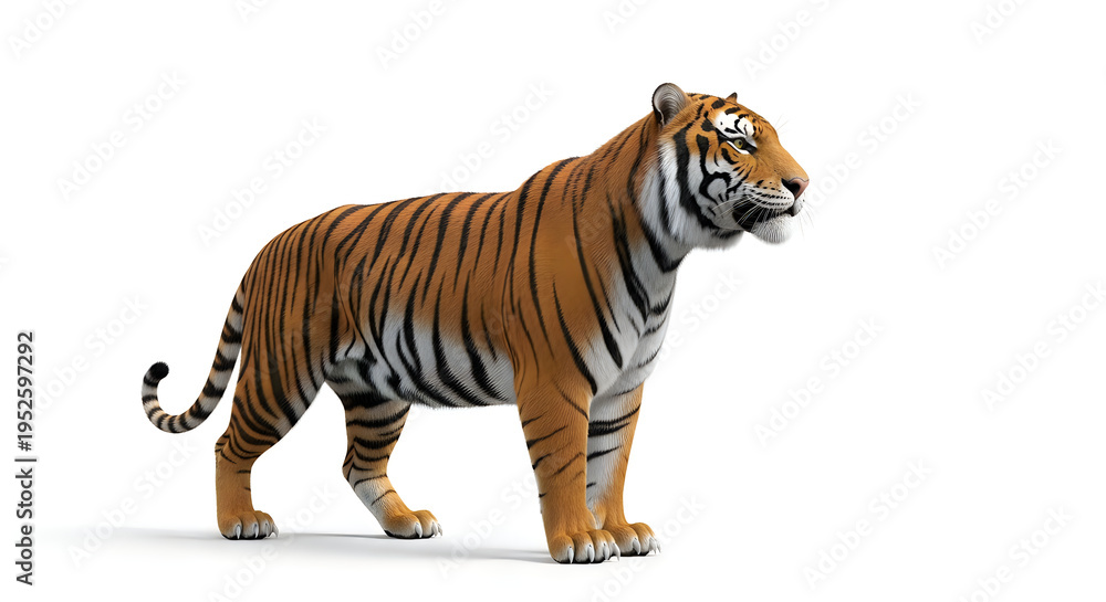 Obraz premium majestic tiger standing alone on white background