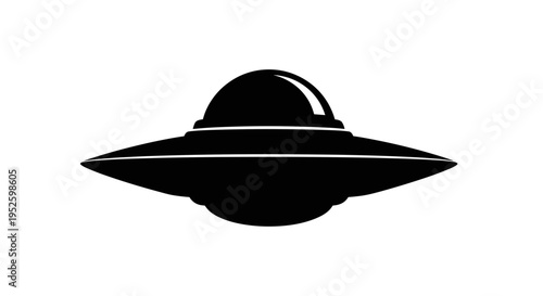 Black flying saucer spaceship icon.