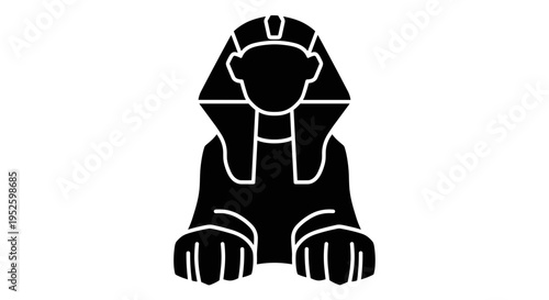 Black Sphinx Cat Silhouette Icon.