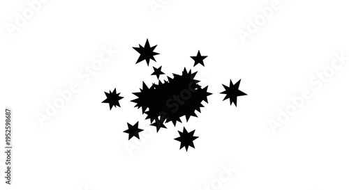 Black starburst shape on white.