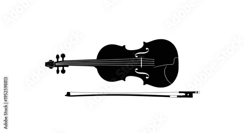 Black violin with bow.