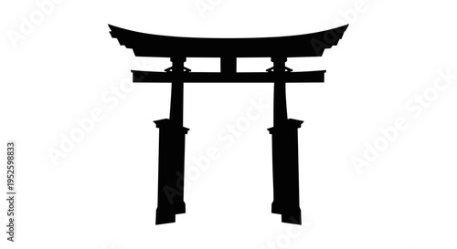 Japanese Torii Gate Silhouette.