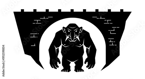 Gorilla in archway silhouette graphic.
