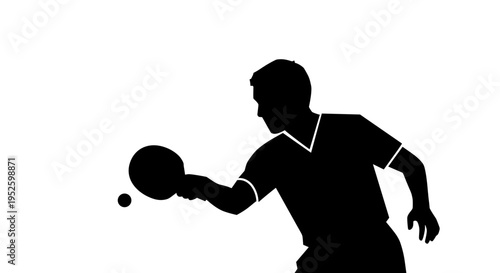 Man Playing Table Tennis Silhouette.