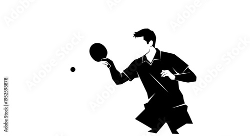 Man Playing Table Tennis Sport.