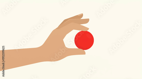 Hand holding a red ball.