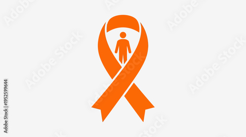 Orange awareness ribbon with person.