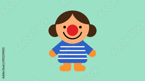 Smiling little girl clown character.