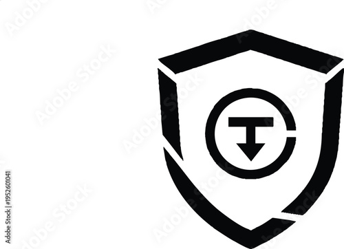Shield with Down Arrow Icon Representing Security and Download.