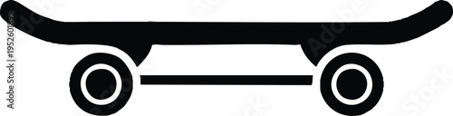 Simple Black Silhouette of a Skateboard.