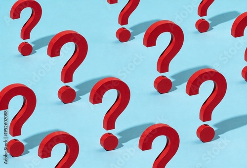Uncertainty And Questions Red Question Marks On Blue Background Problem Solving Decision Making Faqs Confusion Inquiry Research Support Guidance
