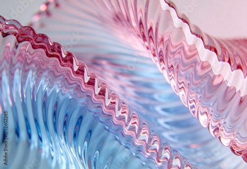 pink and blue glass dish edges, elegant close-up photography of pastel colors and wavy shapes with shiny surface reflections