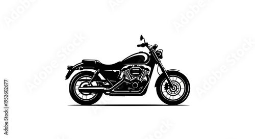 Black Motorcycle Side View Profile.