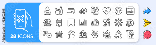 Healthy food, Heart beat and Graph chart line icons. Interest rate, AI generate, Inflation icons. Pack of Furniture moving, Filter, Change clothes icon. Vector
