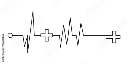 Heart rate pulse graph and heartbeat icon set. Vector EPS for health and medical design.