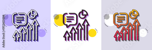 Kpi line icon. Halftone dotted pattern. Gradient icon with grain shadow. Performance indicator sign. Success progress chart symbol. Line kpi icon. Various designs. Vector