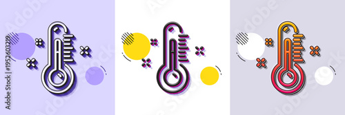 Thermometer line icon. Halftone dotted pattern. Gradient icon with grain shadow. Temperature diagnostic sign. Fever measuring symbol. Line thermometer icon. Various designs. Vector