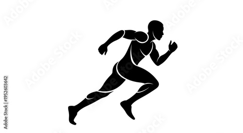 dynamic male sprinter silhouette running embodying power and speed perfect for sports and fitness branding.