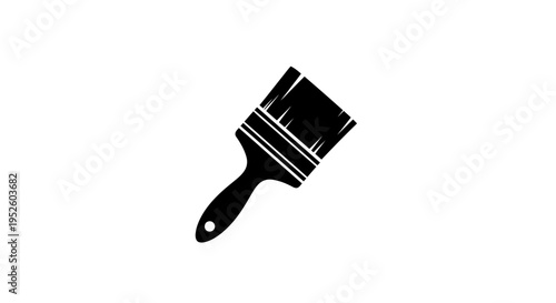 Black paint brush with handle.