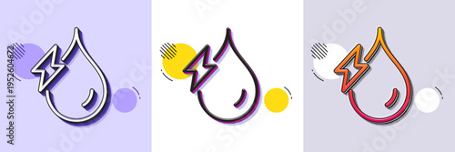 Hydroelectricity line icon. Halftone dotted pattern. Gradient icon with grain shadow. Hydroelectric energy type sign. Water power symbol. Line hydroelectricity icon. Various designs. Vector