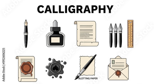 Calligraphy art writing tools and materials.
