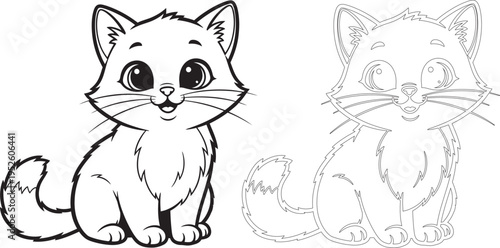 Cute cat coloring book page for kids and adults fun feline illustration to color and relax