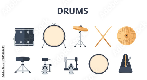 Drums and percussion musical instruments.