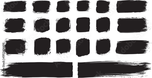 Collection of black brush strokes on white background