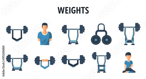 Fitness Weights and Exercise Equipment Illustration.