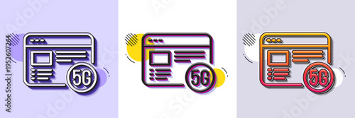 5g internet line icon. Halftone dotted pattern. Gradient icon with grain shadow. Wifi web browser sign. Connection quality symbol. Line 5g internet icon. Various designs. Vector