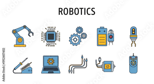 Robotics technology icons and symbols.