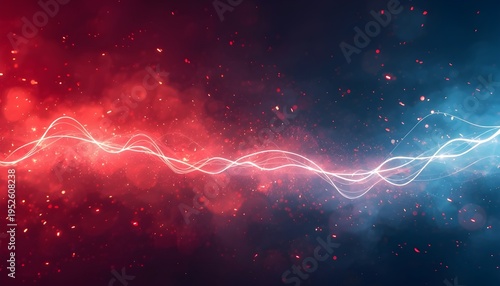 A vibrant and dynamic abstract image of a glowing white line against a colorful background