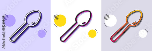 Spoon line icon. Halftone dotted pattern. Gradient icon with grain shadow. Kitchen cutlery sign. Kitchenware teaspoon utensils symbol. Line spoon icon. Various designs. Vector